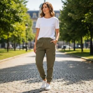 Cloth & Stone Black Tencel Blend Jogger Pants Women's Size Medium Stretch Waist